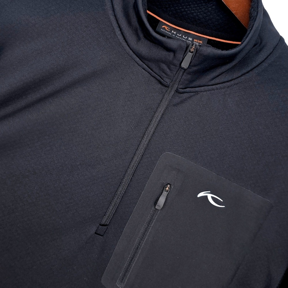 KJUS Men Hydraulic Half-Zip Pullover Black MS25-807 Size 2XL XXL Mock Neck NWT